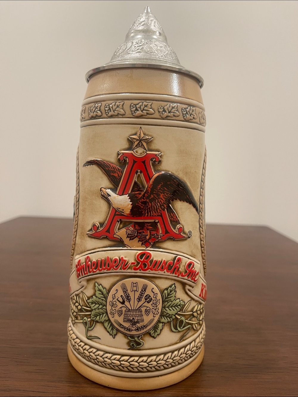 Vintage Anheuser-Busch “History of Brewing”Lidded Stein 1986